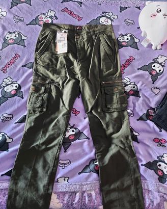 pantaloni cargo verdi/army green pe4 uomo o donna