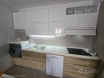 Cucina 319cm Bosch Smeg Induzione Blu o Legno