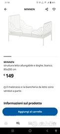 letto bambino/a allungabile con materasso