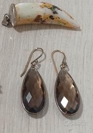 orecchini argento e quarzo e ciondolo 
