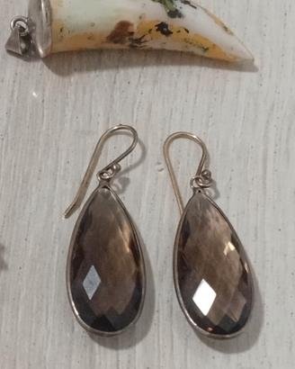 orecchini argento e quarzo e ciondolo 