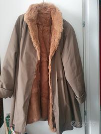 impermeabile con pelliccia di lapin