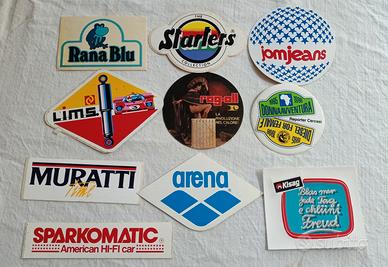 Adesivi pubblicitari anni 80. lotto 10 pz