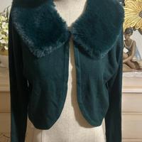 Cardigan corto con pelliccia
