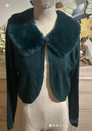 Cardigan corto con pelliccia