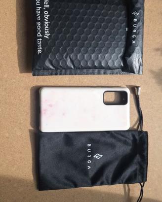 Cover BURGA originale bianca effetto marmo rosa +