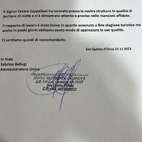 Vice Ricevimento Bar Notte Colazioni Chiedo V.Allo