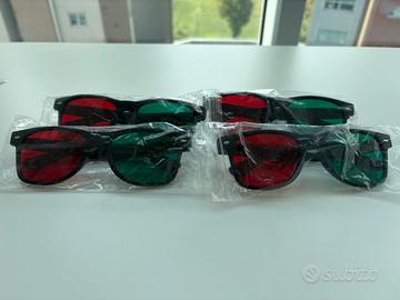 Set da 4 Occhiali 3D rosso e verdi