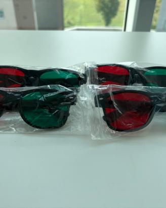 Set da 4 Occhiali 3D rosso e verdi