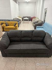 Divano 3 posti in tessuto grigio scuro nuovo