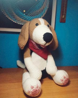 Peluche cane beagle FATTO A MANO a uncinetto 