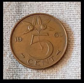Moneta da 5 centesimi Olanda 1963 Juliana