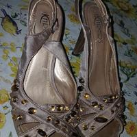 sandali tacco 10 in raso dorato