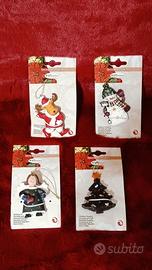 set 4 decorazioni natalizie ceramica albero nuove