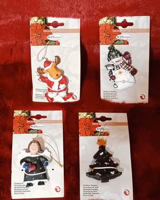 set 4 decorazioni natalizie ceramica albero nuove