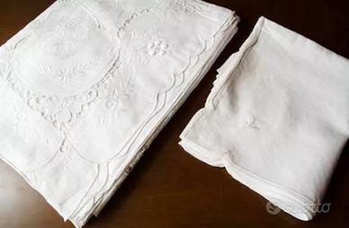 Tovaglia da tavola in "pizzo di Burano" lino bianc