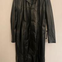 Trench da uomo in pelle nera (vera)