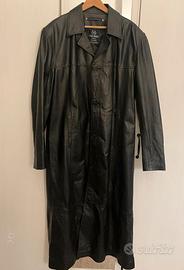 Trench da uomo in pelle nera (vera)