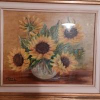 Quadro Dipinto Olio "Girasoli" Elena Maschio 1982