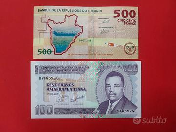 Coppia banconote collezione Burundi fiordistampa 