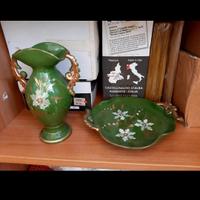 vaso vintage e piatto dipinti mano