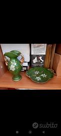vaso vintage e piatto dipinti mano