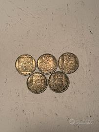 Lotto 5 monete in argento francesi