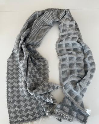 Sciarpa Donna grigia double-face lana e modal