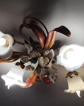 Lampadario in ferro battuto artigianale - motivo f