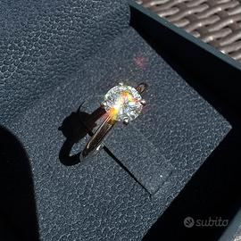 Anello diamante certificato 1,03 carato oro bianco