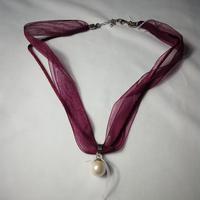 Collana AK61, Organza, Seta, Argento 925 Rodiato