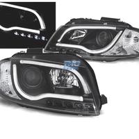 FARI AUDI A3 8P LUCE DIURNA A TUBO LED FONDO NERO