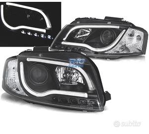 FARI AUDI A3 8P LUCE DIURNA A TUBO LED FONDO NERO