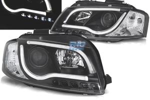FARI AUDI A3 8P LUCE DIURNA A TUBO LED FONDO NERO