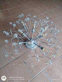 Lampadario plafoniera moderna a rami con cristalli