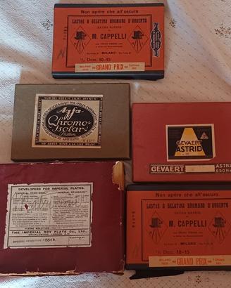 lastre fotografiche in vetro con scatola