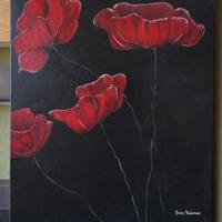 quadro acrilico su tela 100 x70 papaveri rossi