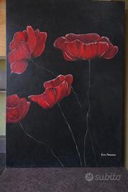 quadro acrilico su tela 100 x70 papaveri rossi