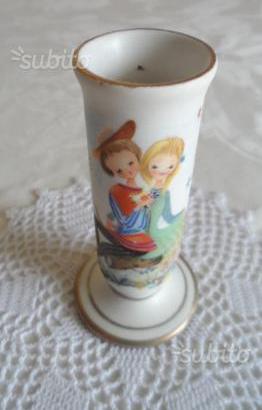 Portacandele ceramica " KA ",Vintage, gli amorini