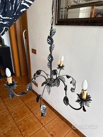 Lampadario ferro battuto