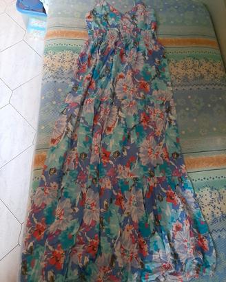 Vestito azzurro e multicolor M/L