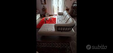 Divano con penisola - Pelle - Ghiaccio/Antracite