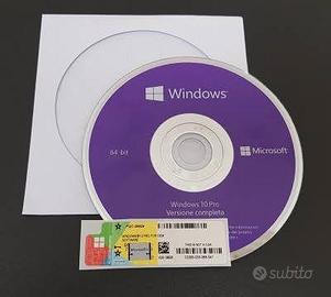 LICENZA Windows 10 32/64 Bit DvD + sticker COA ITA