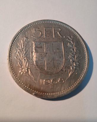 moneta da 5 franchi svizzeri.