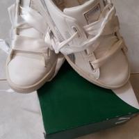 Scarpe Puma basket bianche con fasce argento