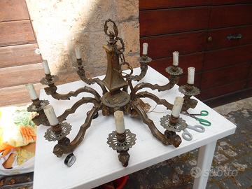 Lampadario completamente in ottone con candele E14