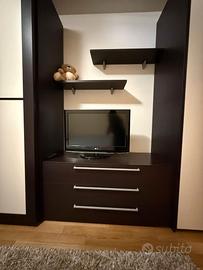 🛋️ MOBILE TV CON CASSETTIERA – Wengé | Design mod