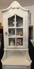 Shabby mobole angolare in legno  decorato