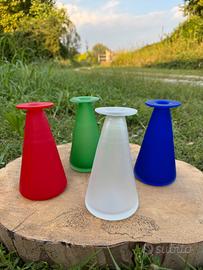 N. 4 vasi conici vetro Murano acidato firmati Zane