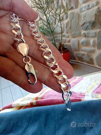 Bracciale uomo argento catena cubana